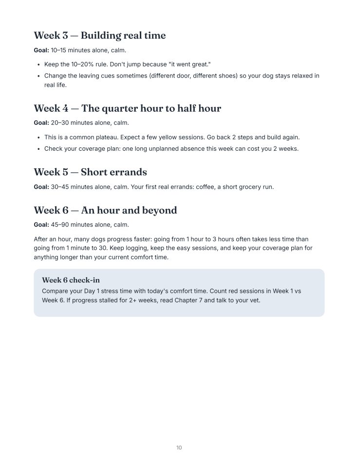 Inside page: the 6-week plan
